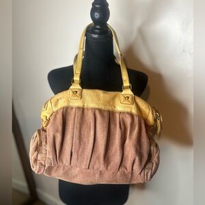 Anthropologie SCHULER AND SONS PHILADELPHIA Gathered Brown Shoulder Bag Leather